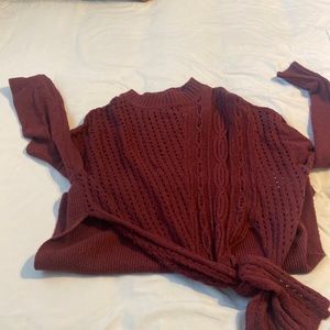 Free People Asymmetrical Sweater Set, Size Small, Burgandy